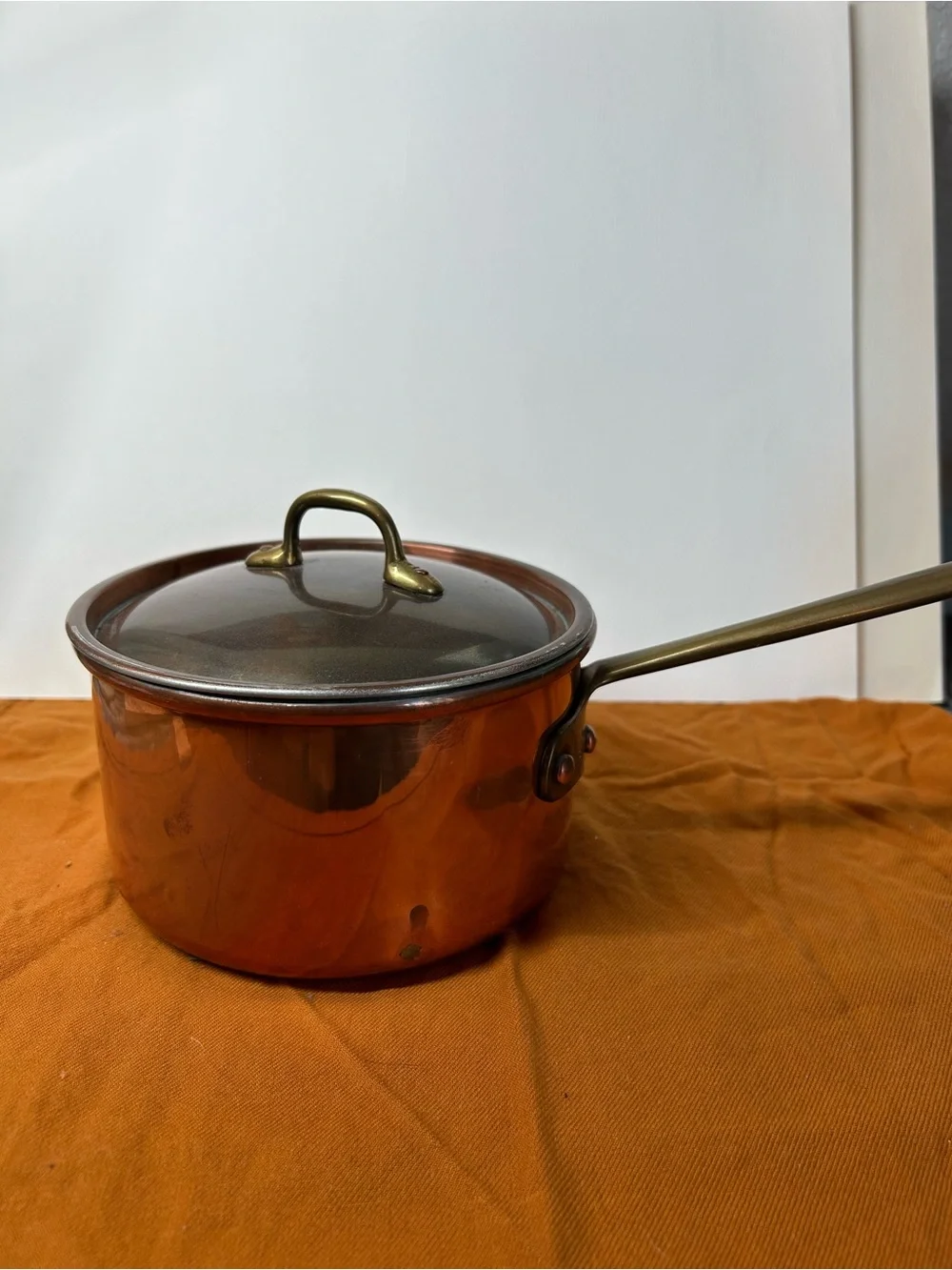 Copral Copper & Brass 6” Saucepan with Lid. Made in Portugal.